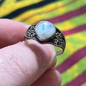 VTG Whimsigoth Moonstone Sterling Silver 925 Size 6 3/4 Ring